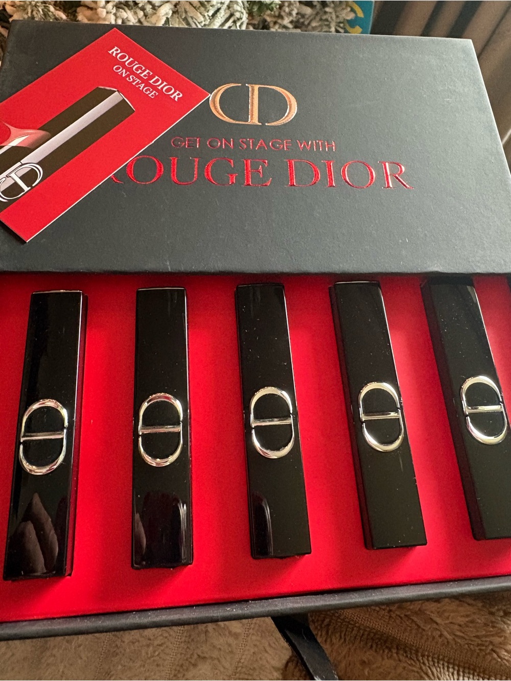 Dior Rouge Lipstick Set in Black & Red Gift Box